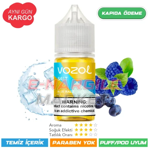 Vozol Likit Buzlu Mavi Ahududu Salt 30ml