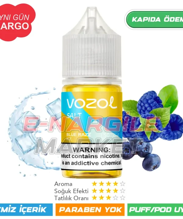 Vozol Likit Buzlu Mavi Ahududu Salt 30ml