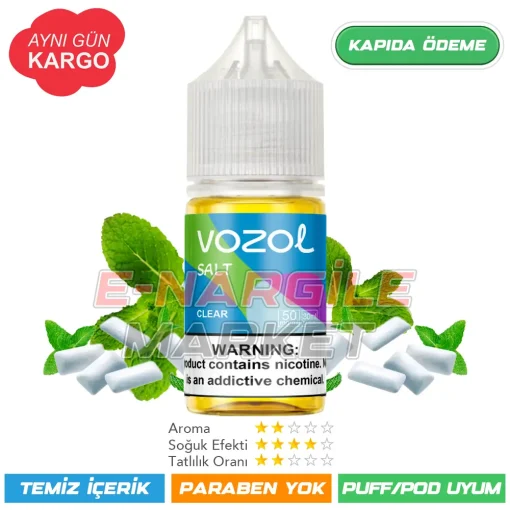 Vozol Likit Naneli Mentollü Sakız Salt 30ml