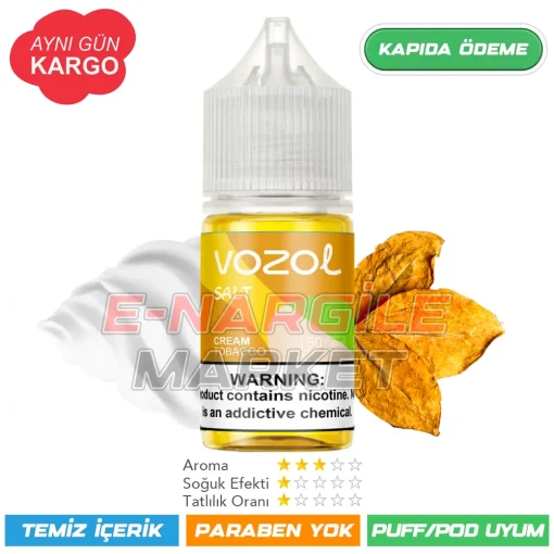 Vozol Likit Kremalı Tütün Aromalı Salt 30ml