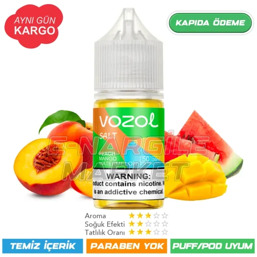 Vozol Likit Şeftali Mango Karpuz Salt 30ml