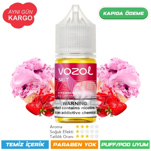 Vozol Likit Çilekli Dondurma Salt 30ml