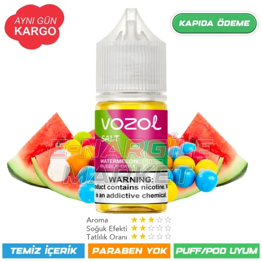 Vozol Likit Karpuzlu Sakız Salt 30ml